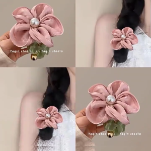 Băng đô hình hoa độ co giãn cao với ngọc trai hoa lớn dây buộc tóc thích hợp cho phụ nữ ở các độ tuổi khác nhau tìm kiếm phong cách