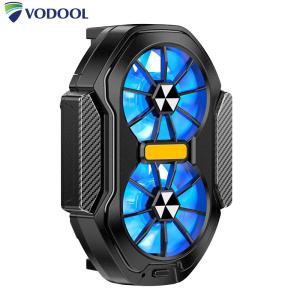 VODOOL Dual Fan Mobile Phone Cooler Air Cooling Cell Phone Cooling Fan Type-C with Blue Light for Android IOS PUBG Game Cooler