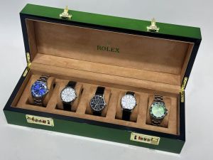 Roll_n_Rotate Luxury High-end green painted solid wooden 10-bit tray double layer jewelry watch storage box necklace bracelet