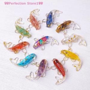 🎀Perfection Store1🎀 Stone Gravel Lucky Koi Fish Figurine Resin Mini Quartz Fancy Carp Statue Home Decor Desk Ornament Gift