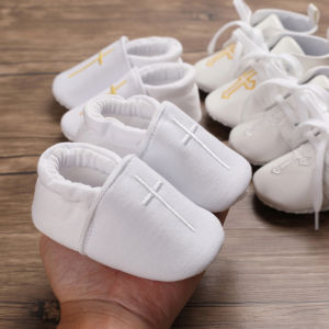 White Newborn Baptism Shoes Baby Christening Shoes Boys Girls Cross Church Soft Sole Shoes 0-18Month Christmas present#C384C605