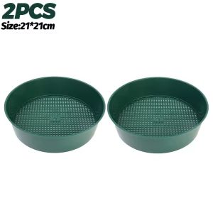 2Pcs Plastic Garden Sieve Home Garden Tool Fine Mesh Soil Sieve Mining Sand Sifter Potting Sieve for Plant Soil Stone Sifting