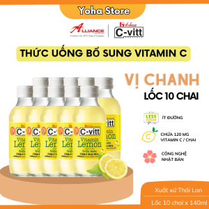 Kèm quà tặng - TPBS Nước Chanh Vitamin C C-VITT Bổ sung Vitamin C Tăng Đề kháng Giảm Stress Sáng Da Tự Nhiên Lốc 10 Chaix140ml