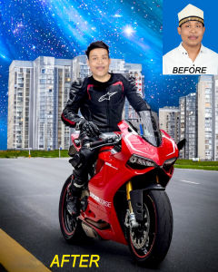 Edit dan cetak photo ukuran A3 Photo biasa jadi photo naik motor super bike