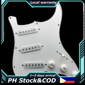 [Lightning delivery] Musiclily 11 Hole Loaded Strat Pickguard HSS Prewired Pickguard with Single Coil Humbucker Pickups Set for Fender USA/Mexican Stratocaster Squier Electric Guitar