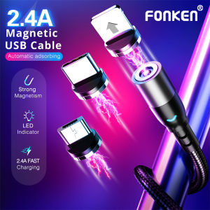 FONKEN 3 In 1สำหรับXiaomi Redmi Note7หมายเหตุ8โทรศัพท์สายเคเบิ้ลต่อหลอดไฟชาร์จแม่เหล็กสายType-C Micro USBสำหรับLG Vivo Oppo HTCแม่เหล็กสายชาร์จสำหรับIPhone 12 6 XR X 8 Plusสายชาร์จ