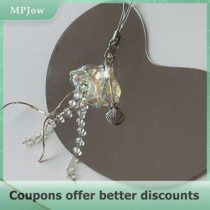 【MPJow】 Original Dream Jellyfish Phone Chain Crystal Clear Marine Life Keychain Curved Metal Pendant