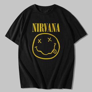 kaos band oversize nirvana smiley logo kurt cobain grunge rock legend t shirt dewasa pria wanita