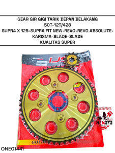 GEAR GIR GIGI SET TARIK DEPAN BELAKANG 50T-12T/428 SUPRA X 125 FIT NEW REVO KARISMA KUALITAS SUPER