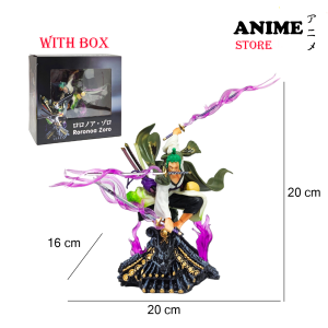 One Piece Roronoa Zoro Wano Country Oni Zoro Big Anime Action Figure Battle Version Toys Patung One Piece Zoro 海贼王屋顶索隆阎魔