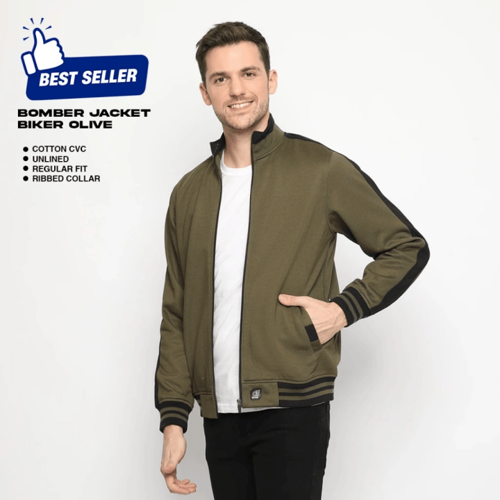 d&f Bomber CVC Jaket Casual Pria