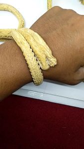 Gelang Akar Bahar Putih Ukir Naga Full Sisik Model Engsel