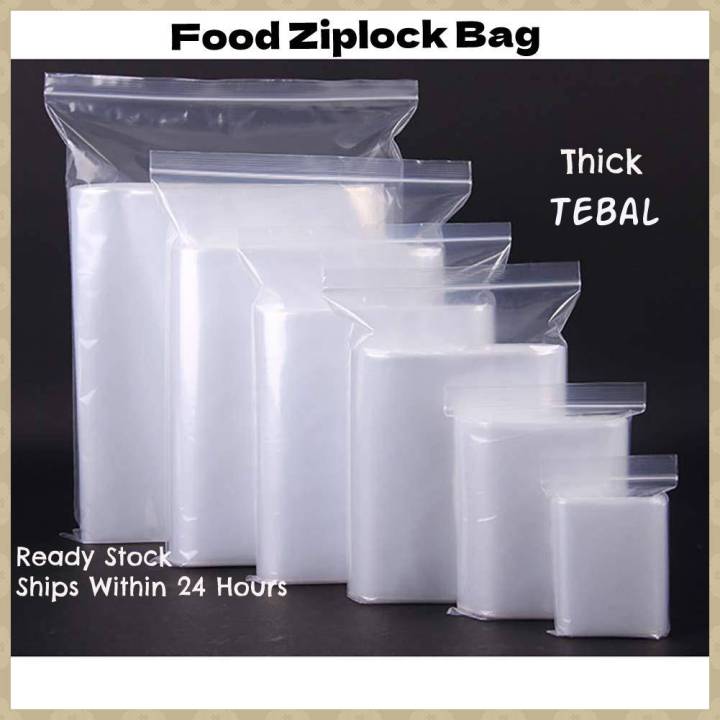 (100pcs)Plastik Transparent Ziplock/Food Zipper Bag/Packaging Bag ...