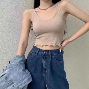 V&S Korean Fashion Crop Top Sports Bra Woman Chest Pad Foam Sleeveless Small Sling Tops For Women Free Size