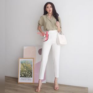 Helloshop-Atasan Wanita Luna Top Baju Atasan Wanita Casual Lengan Pendek Blouse Fashion Cewek Kemeja Wanita Kekinian Pakaian Remaja Abg Dewasa