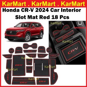 Honda CRV 2024 2025 2026 Interior Slot Mat 18 Pcs RED Car Accessories Slot Mat Antislip New Drawer Dust Cup Holder CR-V