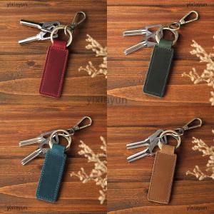 [COD] yixiayun Genuine Leather Retro Cowhide Keychain Metal Lobster Clasp Pendant Fashion Personalized Anti-lost Car Keyring Keyholder