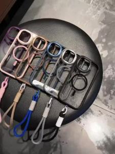 16 Pro Max 15 14 13 12 11 เคสสำหรับ iPhone พร้อมขาตั้งเลนส์พับแม่เหล็ก เคสนิ่ม TPU กันกระแทก