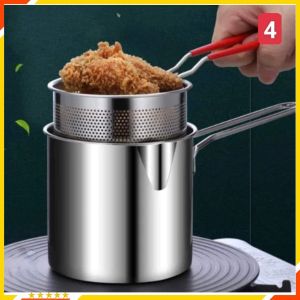 Nồi Chiên Ngập Dầu Bằng Thép Không Gỉ Kèm Giỏ Lọc Nồi Chiên Ngập Dầu Mini Tiết Kiệm Dầu