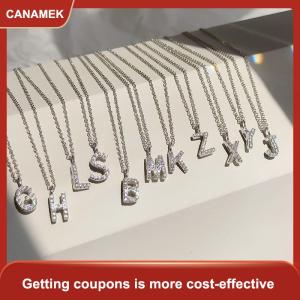 【CANAMEK 】 Fashion Shining A-Z Letter Pendant Charm Necklace 26 Initial Alphabet Name Clavicle Chain Party Jewelry Gift