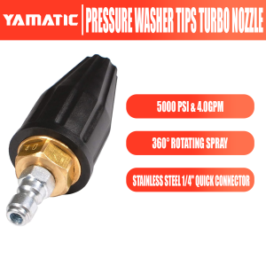 YAMATIC Turbo Nozzle Pressure Washer 4000 PSI Power Washer Nozzle Tips 360° Rotating Turbo with 1/4" Quick Connector