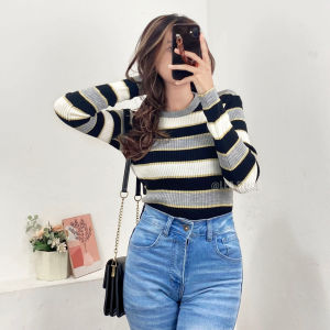 BICCA INNER KNIT STRIPE / INNER RAJUT LENGAN PANJANG / SWETER RAJUT WANITA KEKINIAN