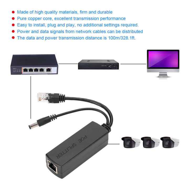 Bộ chuyển đổi PoE vững chắc và bền Plug and Play Chống lão hóa 48V đến ...