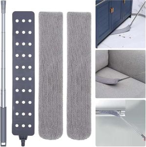 Retractable Gap Dust Cleaner with 2 Microfiber Cloths Long Handle Washable Duster Brush for Under Appliances Furniture Couch Fridge
