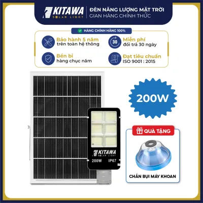 [VOUCHER 10%] Đèn Đường Năng Lượng Mặt Trời KITAWA Solar Light 200W Năng Lượng Sạch Tái Tạo Bền Vững Bảo Hành 5 Năm Chống Nước IP65 - Sản Phẩm Chính Hãng