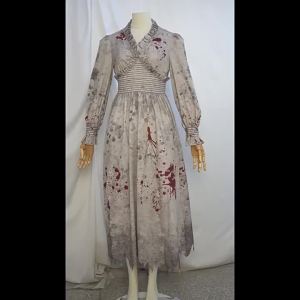 Thương mại điện tử xuyên biên giới zombie cos Đầm dài phong cách retro làm cũ họa tiết vết máu cosplay Trang phục biểu diễn sân khấu phong cách anime