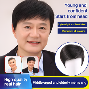 Men's Natural & Realistic Full Hair Wig: Breathable Short Hair Black Simulation Wigs