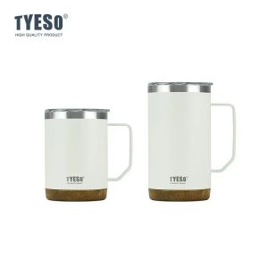 Tyeso Wood Grain Base Large Capacity Coffee Mug Stylish Functional Covered Drinking Cup for Office Home Use Desktop Accessory2026