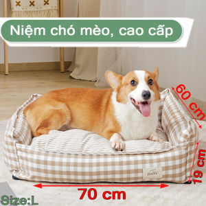 Nệm caro có vành kê cổ cho chó mèo cưng siêu đẹp để trong phòng ngủ cùng sen nhé-79110