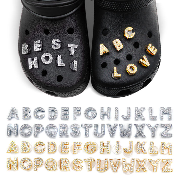 Versatile 1PCS Silver Gold Metal English letters AZ Crocs Decorate