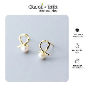 [HỎA TỐC] Bông Tai Nữ Bạc Cao Cấp Cerci Pearlstylie Đan Nơ Độc Đáo Đầy Phong Cách G30| Cercilala