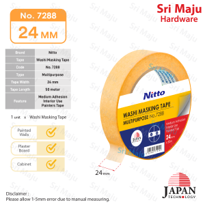 MAJU Nitto Washi Masking Tape Japan Technology Double Interior Side Painter Tape Label Note 50 Meter