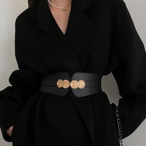 SJJL Kết thúc Thắt lưng bản rộng Thân hình thon gọn Khóa hợp Dây đeo eo Thời trang Đàn hồi Thắt lưng nữ Áo vest nữ áo khoác váy đầm trang trí