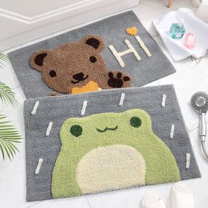 Bathroom Anti-Slip Floor Mat Microfiber Strong Water Absortion Bath Rug Non-Slip Foot Cushion Thick Comfort Flocking Soft Rug Household Kitchen Bedroom Floor Mats Door Mat