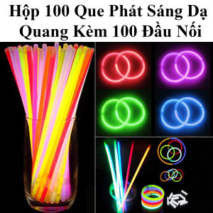 Hộp 100 Que Phát Sáng Dạ Quang Glow Stick Kèm 100 Đầu Nối