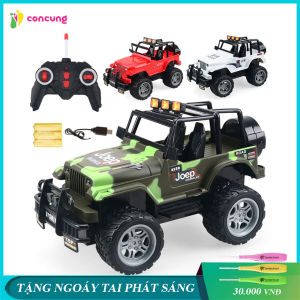 Xe jeep điều khiển từ xa 4 chiều vượt địa hình có sạc pin vô lăng lái xe thiết kế như thật điều khiển vô cùng nhạy chất liệu nhựa an toàn cho bé