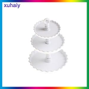 xuhaiy 1pcs White 1/12 dollhouse Miniature 3ชั้นโลหะขนม Snack Rack Stand