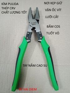 Kìm đa năng PULIDA thép CRV dành cho thợ cơ khí+thợ điện chuyên nghiệp.dùng cắttáchtước dây điệnbấm cosvặn ốccắt sắt và kim loại tổng hợprất sắc bén
