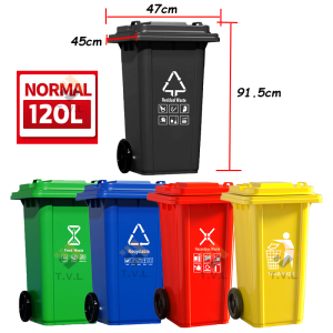 Impact-Resistant Durable Trash Bin with Solid Wheels 30L/50L/100L/120L/240L Large Capacity Outdoor Garbage Bin with Lid