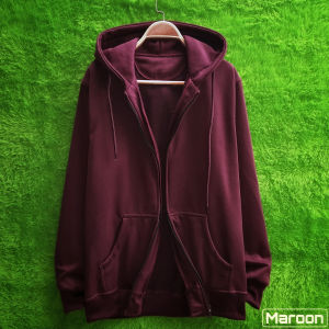 Jaket Hoodie Zipper Polos Maroon