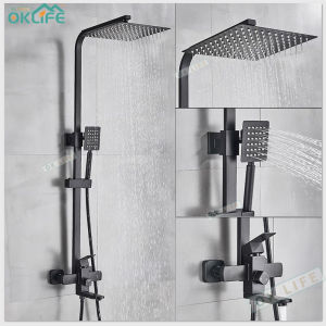 -OKLIFE.SG-304 stainless steel Rainshower With Shower Mixer Set Stainless Steel Rainshower Shower Head