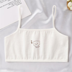 oobest 【Delivery 2-3 days】4 Set Students Pure Cotton Bra Kids Small Vest Children Tank Childrens Development Bra Skin Friendly Thin Bra