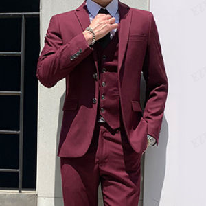 Ezey Mens slim-fitting suit three-piece suit groom groomsman business suit formal suit spring and autumn British style