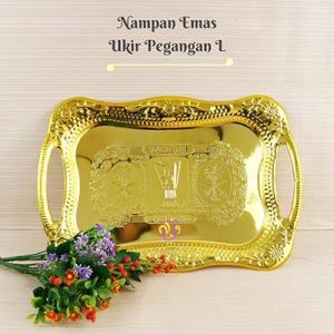 Nampan Emas Ukir Pegangan L Baki Tempat Makanan Oleh Oleh Haji Umroh