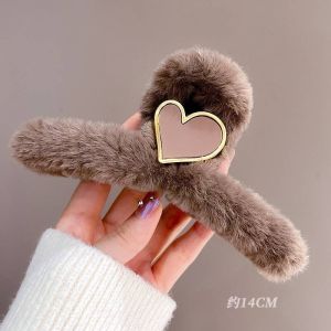 14cm Large Plush Heart Hair Clip Cute Hair Claw Hair Accessories Soft Fluffy Stylish Winter Party