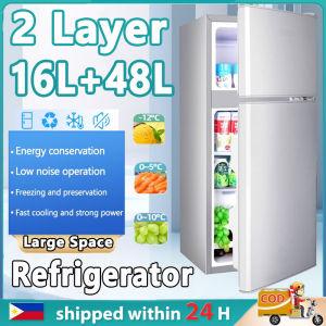 Mini Refrigerator With Freezer 64L Refrigerators For Room Office Frost Fridge Save Electricity 2 Layer Feezing Refrigerator Inverter Personal Ref Space Saver Keep Food Fresh